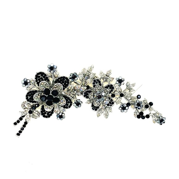 Accessories - Long Rhinestone Flower Leaf Brooch Pin Pendant